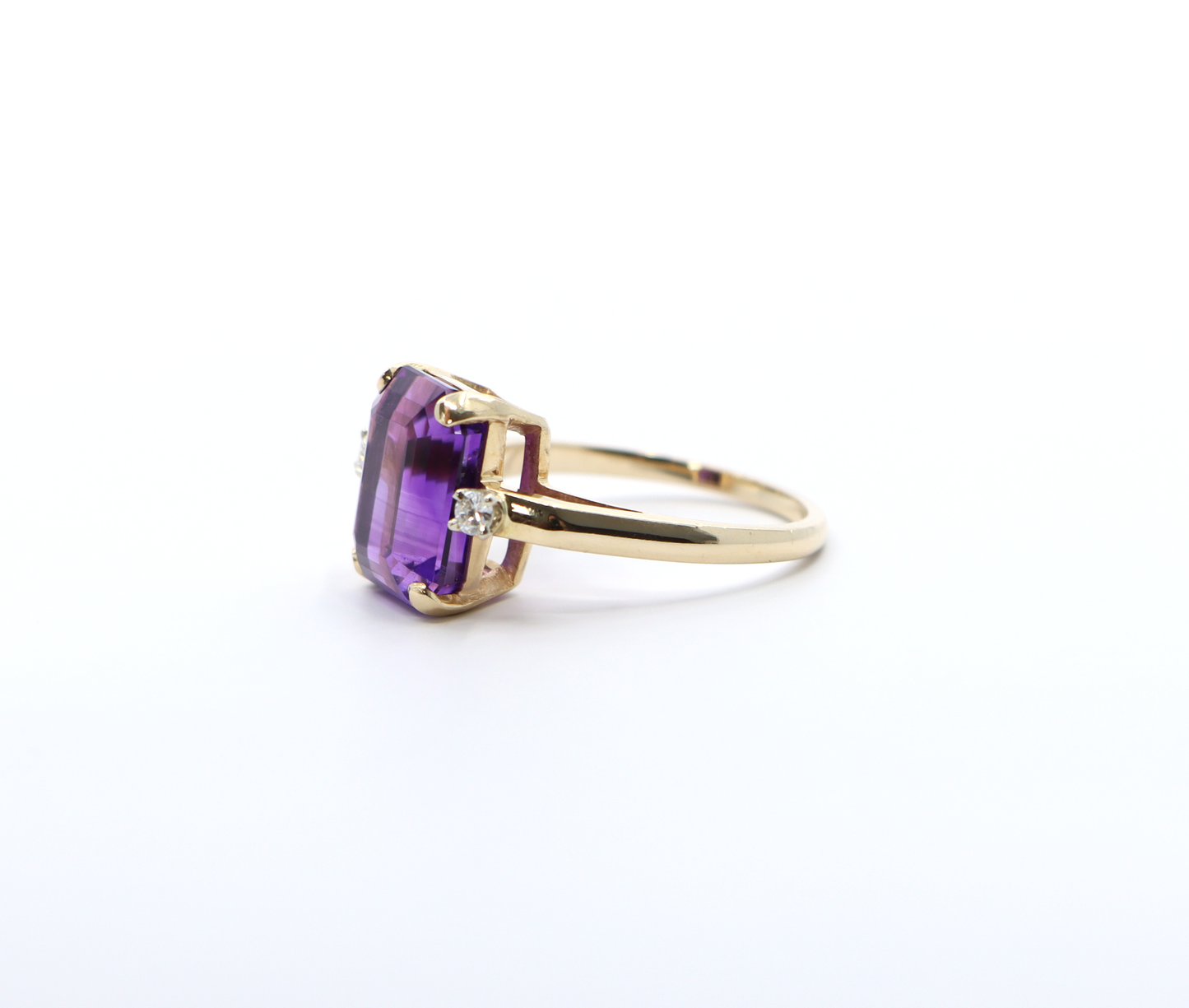 14k Amethyst and Diamond Ring