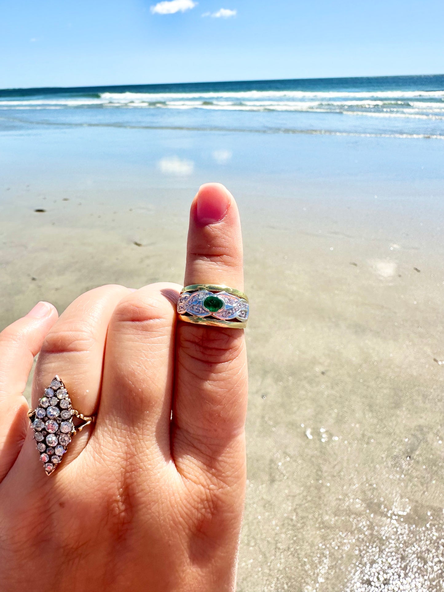 18k Emerald and Diamond Ring