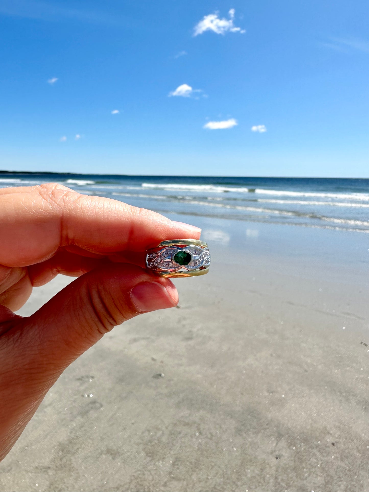 18k Emerald and Diamond Ring