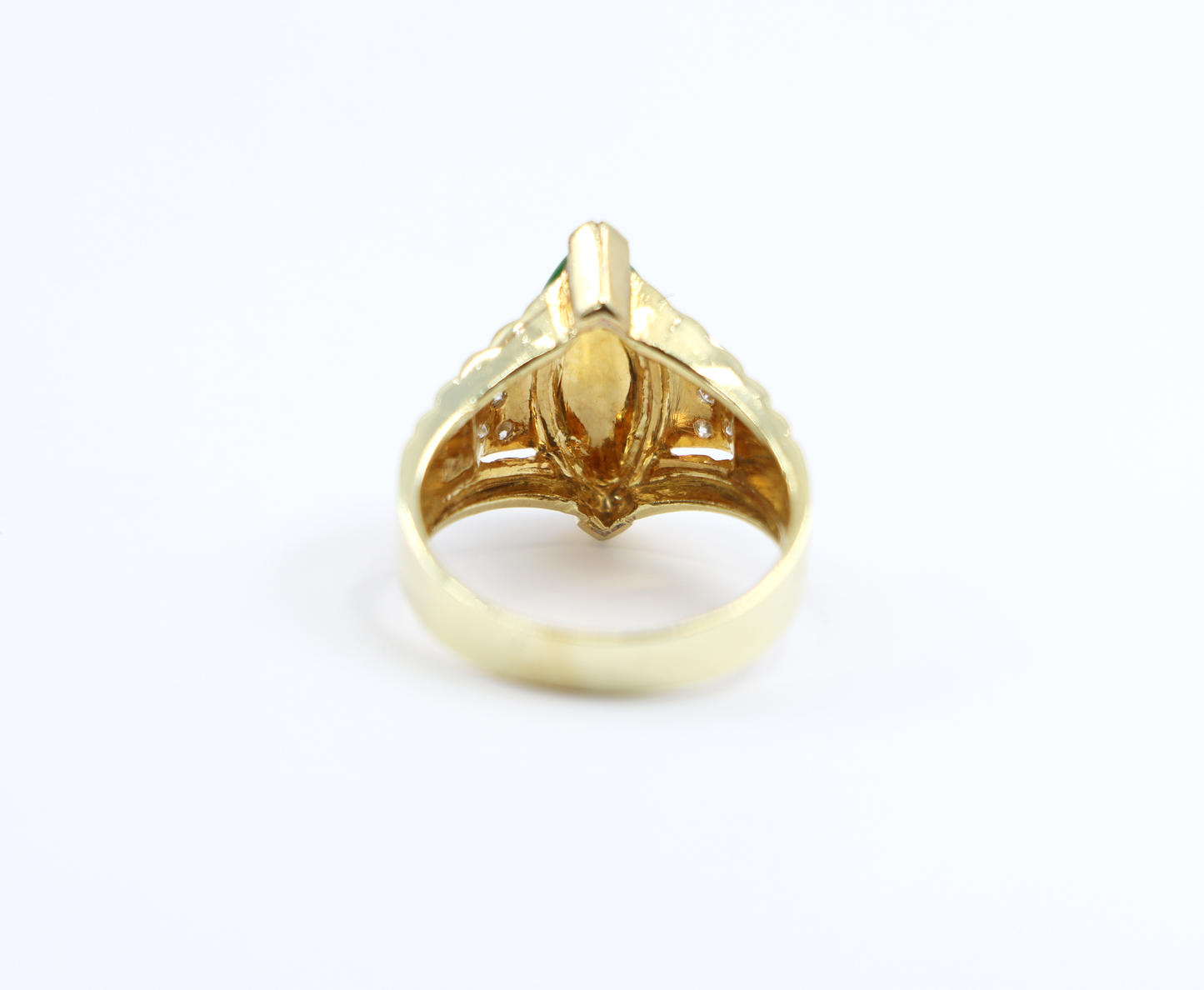 14k Natural Jadeite Jade and Diamond Ring