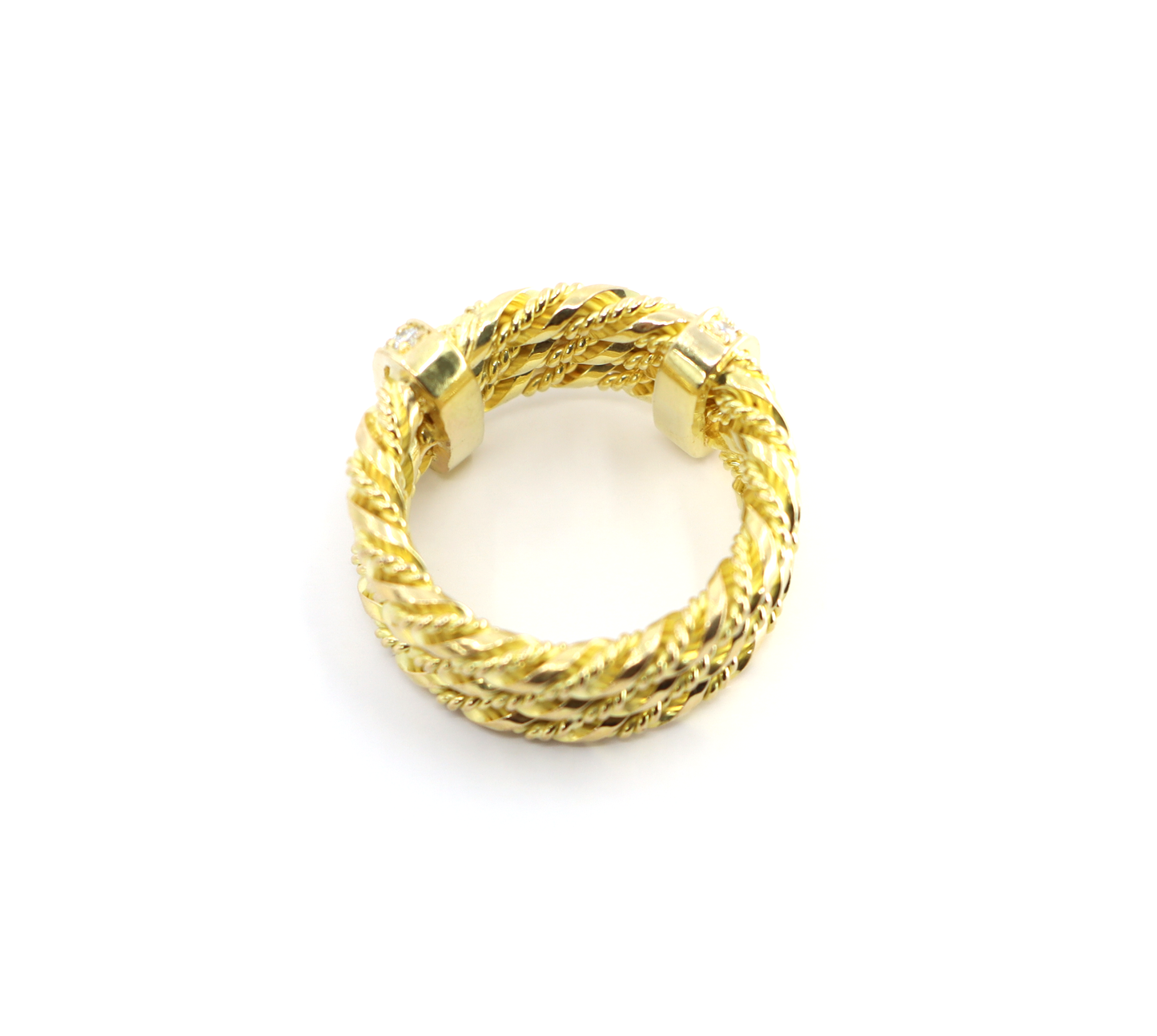 Corded 18k Gold Ring with Diamonds