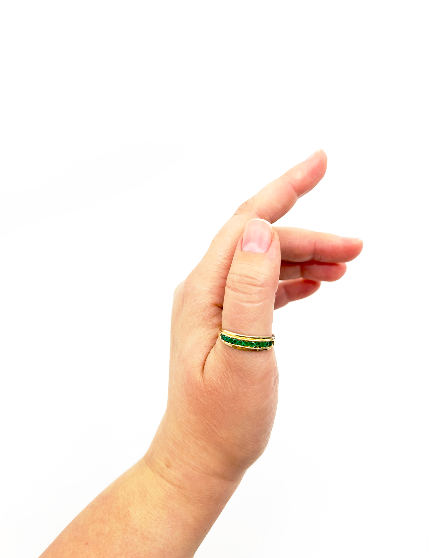 14k Emerald Channel Set Ring