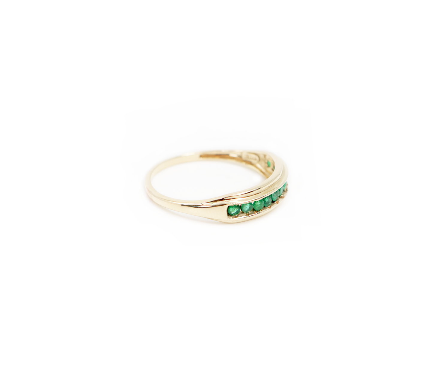 14k Emerald Channel Set Ring