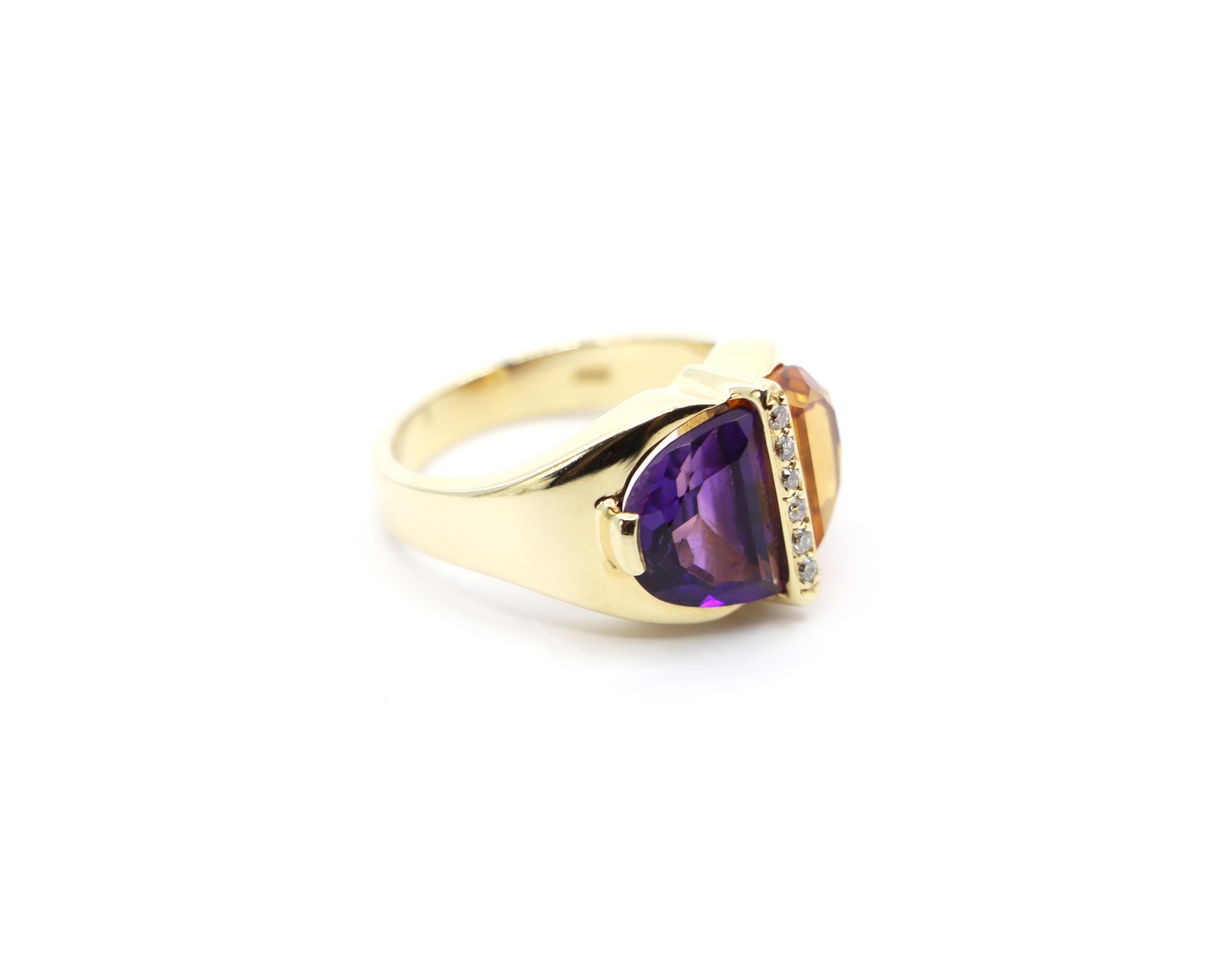 B. A. Ballou & Co. 14K Amethyst and Citrine Ring with Diamond Accents
