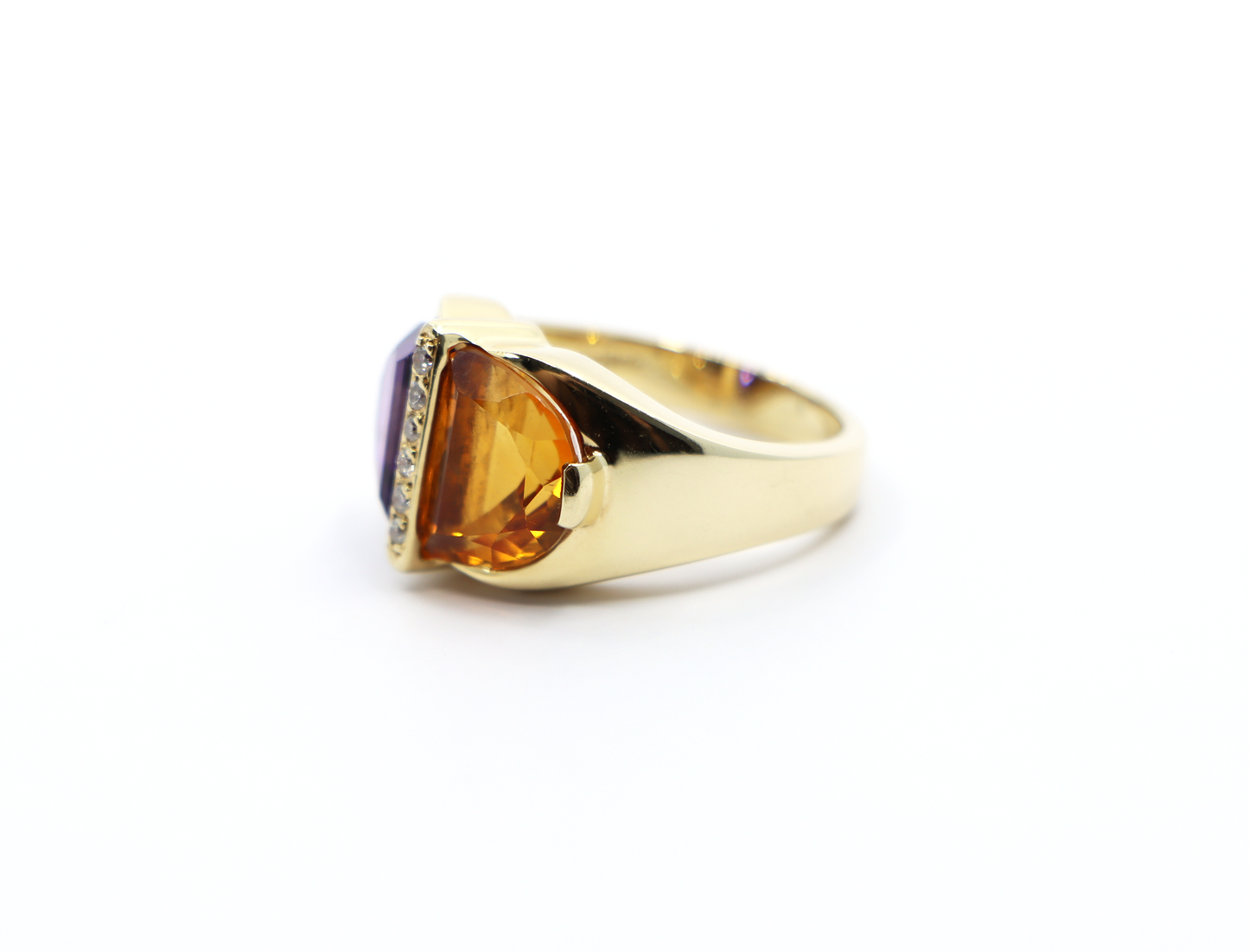 B. A. Ballou & Co. 14K Amethyst and Citrine Ring with Diamond Accents