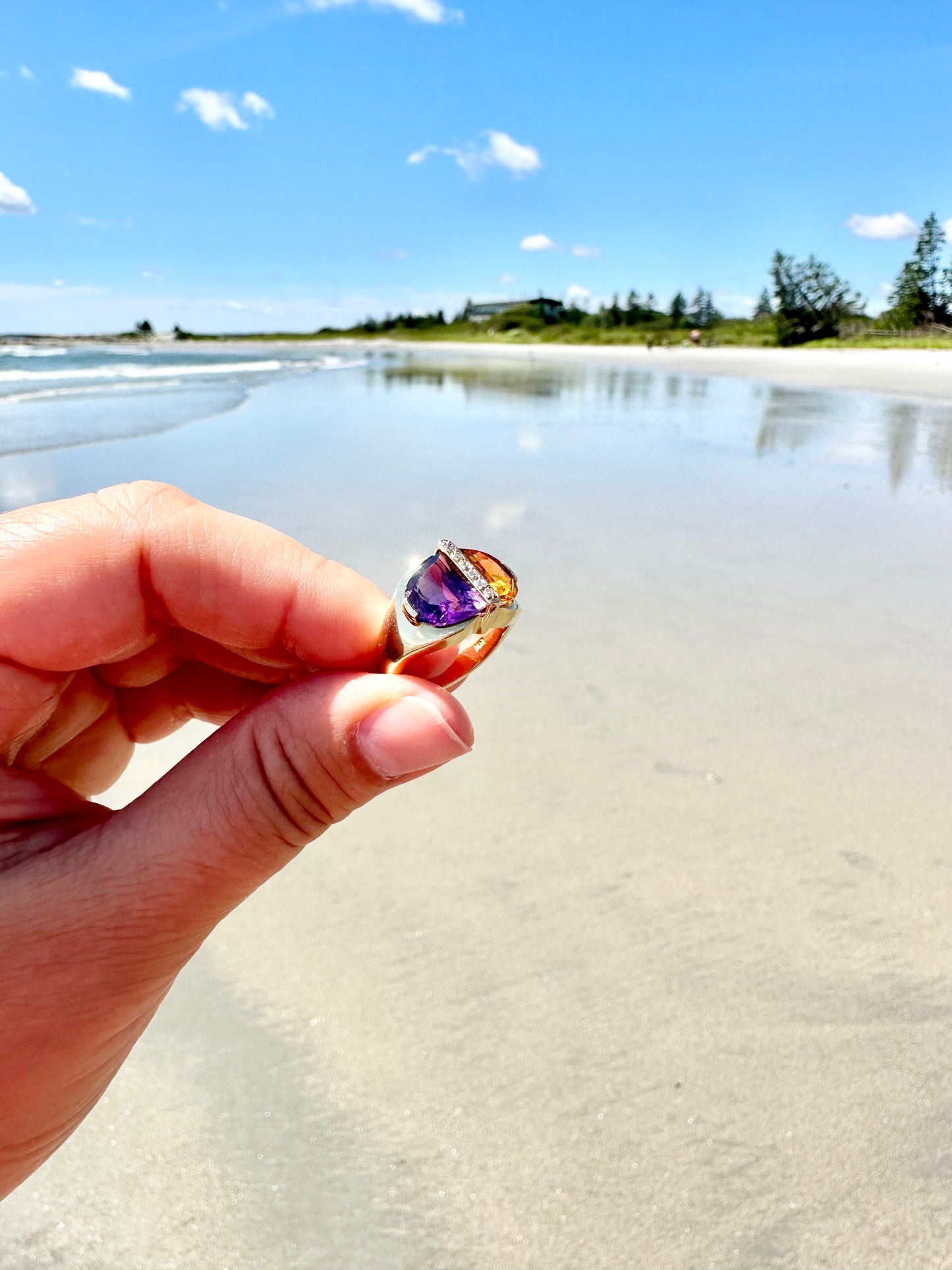 B. A. Ballou & Co. 14K Amethyst and Citrine Ring with Diamond Accents