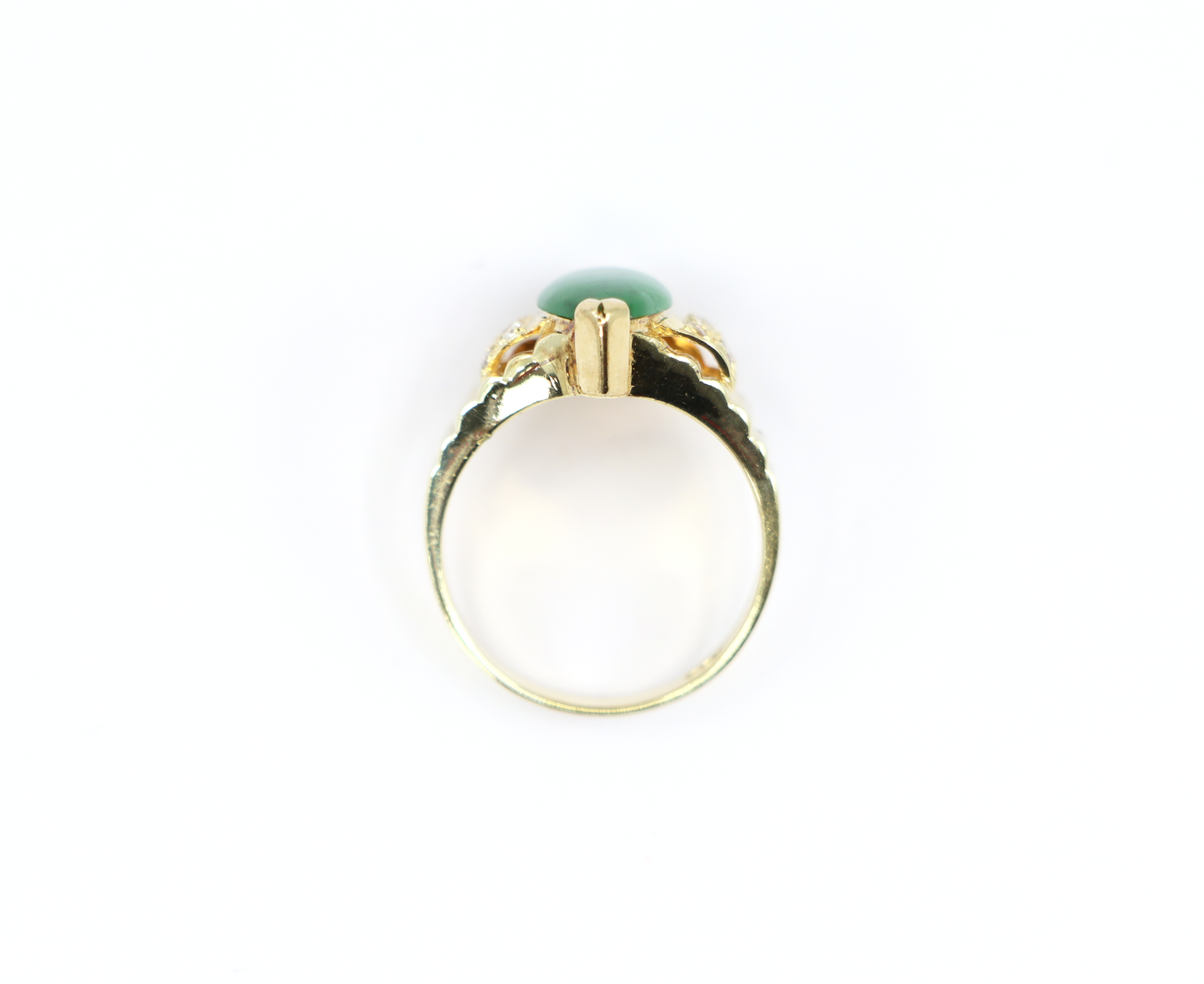 14k Natural Jadeite Jade and Diamond Ring