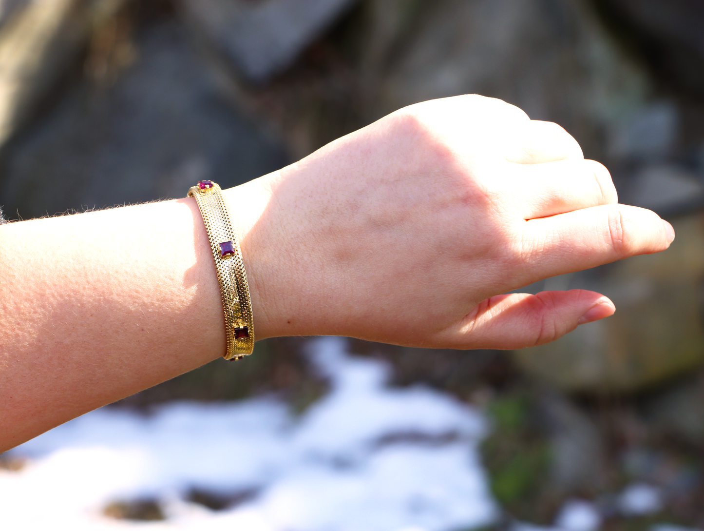 Garnet Milanaise Woven Bracelet