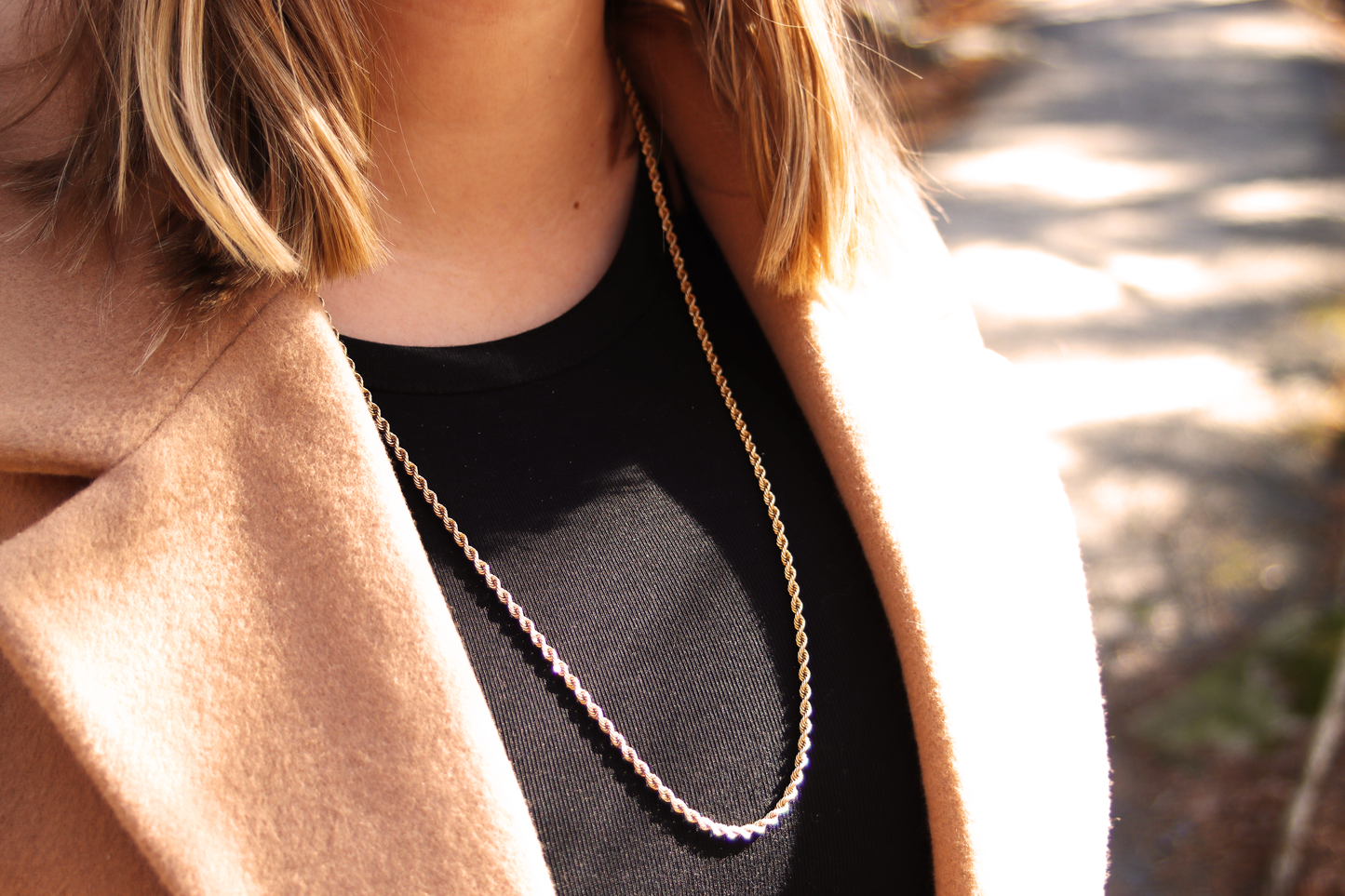 14k Opera Length French Rope Chain Necklace