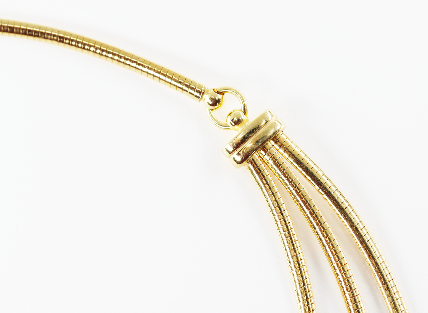 14k Rare Reversible Triple Strand Tiered Fancy Link Necklace